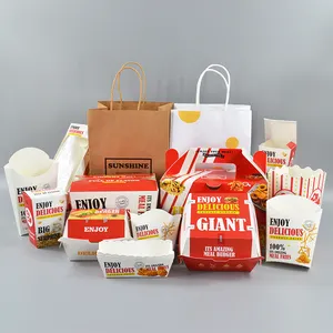 Vente en gros MDonalds frites de poulet frites à emporter emballage de restauration rapide impression personnalisée Kraft Hamburger Burger boîte