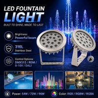 Lumière de fontaine sous-marine multicolore professionnelle 316LSS pour extérieur, intelligente, étanche IP68, LED, pour jardin et aménagement paysager