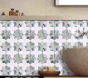 Mosaïque de marbre OEM 7MM Waterjet <span class=keywords><strong>Parquet</strong></span> Rétro Motif Floral pour Cuisine et Salle de Bain - Product Image 3