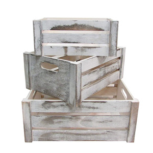 Rustic finish white nesting boxes fruit wooden crates in bulk vintage home garden stacking wooden rustic wood crate