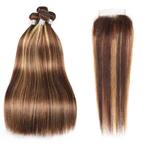 Weiqi extensão de cabelo humano, moda sedoso e reto de 8-40 polegadas, extensão não processada, cabelo virgem brasileiro colorido