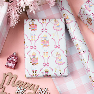 Christmas Nutcracker and Ballerina Design Gift <b>Wrapping</b> <b>Paper</b> Double-Sided Coated Art <b>Paper</b> for Holiday Packaging - Product Image 1
