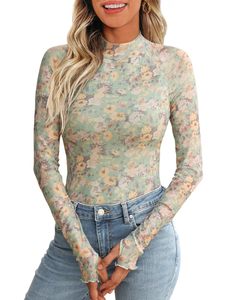 Camicetta Floreale da <span class=keywords><strong>Donna</strong></span> con Maniche Lunghe in Rete Intrecciata, Top Estivo Casual Traspirante e <span class=keywords><strong>Trasparente</strong></span>, Taglia XL - Product Image 4