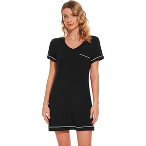 Chemise de nuit en viscose de bambou pour femme, manches courtes, douce, légère, été, tailles S-XXL, vente en gros - Product Image 4