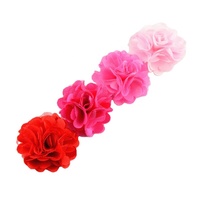 2 Inch Satin Mesh Head Fabric Flower Hair Accessories Coiffe avec clip ou bande élastique DIY Can Add for Clothing