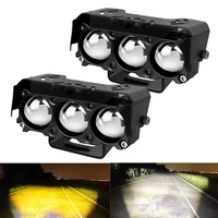 Nouveaux phares de moto à 2 modes DRL 3 lentilles LED Mini phare de conduite Feux de travail antibrouillard pour voiture/camion (12V en aluminium moulé sous pression)