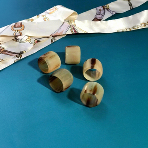 Handcrafted Buffalo Horn Napkin Ring Scarf Holder Polished Natural Tone Hair <b>Tie</b>-Durable Eco-Friendly Classic Design Camping - Product Image 1