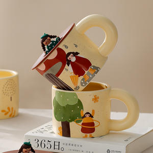 Tazas de Café y Té de Porcelana Bonitas y Elegantes de Buena Calidad, Vajilla de Cerámica, Tazas de Pareja con Tapa <span class=keywords><strong>para</strong></span> el Hogar - Product Image 3