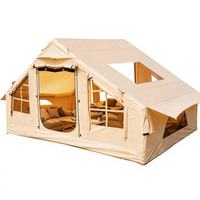 Tente de camping gonflable avec hublot et cheminée, pour 4 à 6 personnes, toutes saisons |   Pompe à installation rapide incluse, camping familial en plein air, randonnée