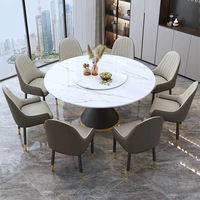 Ensemble table et chaises rondes en pierre de quartz minimaliste avec plateau tournant ; Mobilier de maison pour hôtels, banquets, restaurants et établissements de restauration