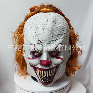 Máscara de payaso de Halloween con pelo rojo, boca abierta, accesorio de látex para disfraz de fiesta o cosplay - Product Image 1