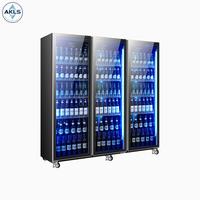 Réfrigérateur commercial vertical en gros, vitrine avec porte en verre, congélateur pour boissons, refroidisseur de bière avec éclairage LED