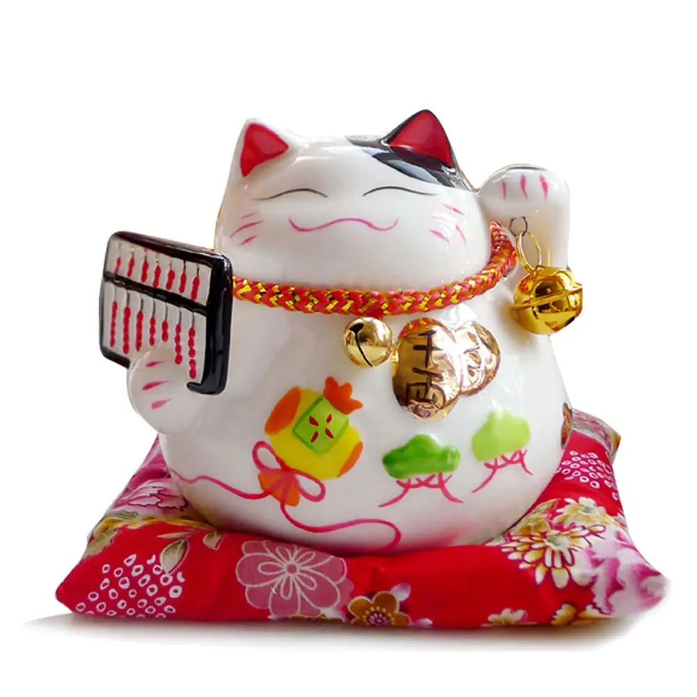 Alcancía de gato de la suerte, caja de cerámica personalizada, Maneki Neko, Banco de monedas de gato de la suerte