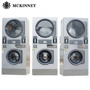 Laveuse-sécheuse commerciale à monnayeur Mckinney en acier inoxydable, empilable pour laverie automatique - Product Image 1