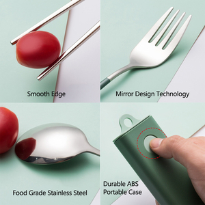 Hàn Quốc hiện đại bạc với trường hợp 304 thép không gỉ muỗng nĩa đũa đặt cắm trại ngoài trời Flatware du lịch thiết lập dao kéo - Product Image 5