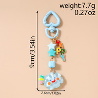 Porte-clés nuage transparent mignon avec pendentif étoile perlée et lettre joyeuse, boucle à ressort en forme de cœur, ornement de sac à dos, cadeau de Saint-Valentin