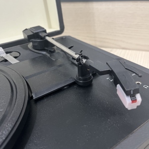 Reproductor de discos de vinilo de 3 velocidades Retro de madera con diente azul, reproductor de discos de vinilo con conector para auriculares, 2017 - Product Image 5