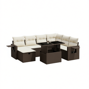 Set di divani da esterno in rattan marrone con contenitore e tavolino per uso esterno - Product Image 1