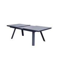 Table de salle à manger rectangulaire extensible moderne noire en pierre frittée pour terrasse, café, bistrot, hôtel et restaurant