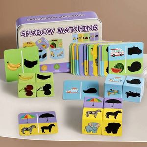 Vehicle Fruit Animal and It <b>Shadow</b> Matching Block Education Puzzle with Tin <b>Box</b> Wooden Board Game for 3 4 5 6 Years Old Kids - Product Image 1