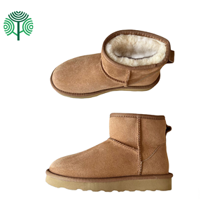 Botas de Invierno 100% Piel de Cordero para Mujer, Botines Cortos, Tallas Grandes, Forro de Piel de Oveja, Personalización de Logotipo de Fábrica - Product Image 4