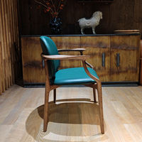 JP Chaise de salle à manger de style nordique minimaliste Turquoise Tissu doux Siège rembourré Confortable Bois de première qualité pour Restaurant Villa Utilisation