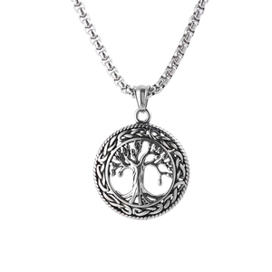 Collana con Ciondolo Albero della Vita in Acciaio Inossidabile Stile Retrò Vintage, Collana Nodo Celtico di Odino Vichingo, Gioielli da Uomo - Product Image 2