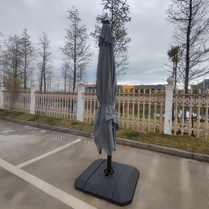 Sombrilla de Jardín Grande, Económica, Resistente al Viento, con Doble Toldo, Luces LED, Moderna, de Aluminio, Color Gris Oscuro, para Patio, Parque, Jardín, Estilo Éden - Product Image 1