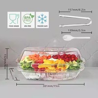 Plateau à fruits et légumes réfrigérant à la glace, double couche, en plastique transparent, boîte à salade, boîte à pique-nique, plateau de service pour fête, plateau à glace durable