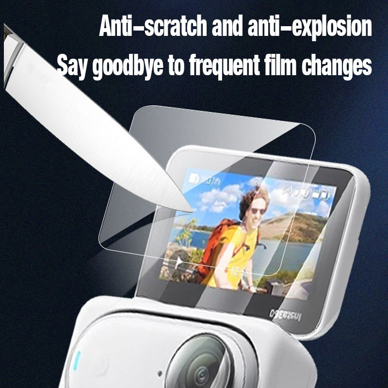 Hongdak 9HD Anti-scratch Protective Tempered Glass Screen Protector Film for Insta360 GO 3 Camera Lens and LCD Film