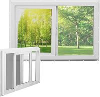 Ventana de PVC Térmica de Doble Hoja Estilo Americano OEM, Deslizamiento Vertical, Eficiente Energéticamente para Edificios