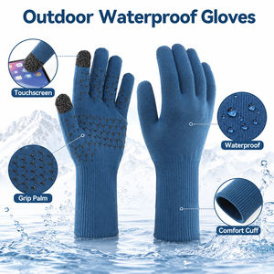 Gants en silicone imperméables et résistants au froid, antidérapants, résistants à l'usure, design épais, adaptés au cyclisme, à la pêche et à l'utilisation en chaîne du froid - Product Image 5