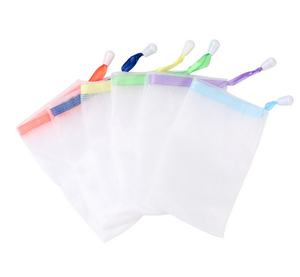 Handmade Khô Bubble Rich Foam Lưới Mềm Trắng <span class=keywords><strong>Pouch</strong></span> Kéo Chuỗi Tắm Xà Phòng Net Túi Với Dây Rút - Product Image 4