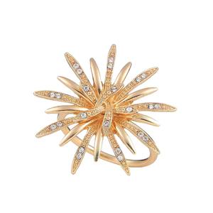 Anillos de Servilleta de Lujo de Aleación de Hierro con Diseño de Diamantes y Fuegos Artificiales, Girasol Dorado, Ecológicos y Duraderos, Decoraciones para Bodas, en Stock - Product Image 5