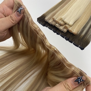Extensiones de <span class=keywords><strong>Cabello</strong></span> Balayage de Baja Luminosidad, Extensiones de <span class=keywords><strong>Cabello</strong></span> 100% Humano, Tramas Finas Invisibles de Doble Grosor - Product Image 1