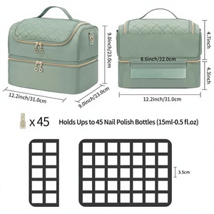 Bolsa de Cosméticos de Aluminio con Estampado de Leopardo Vintage, Asa Suave, Capacidad para 30 Botellas, Organizador de Doble Capa, Cierre de Cremallera de Gran Capacidad - Product Image 1