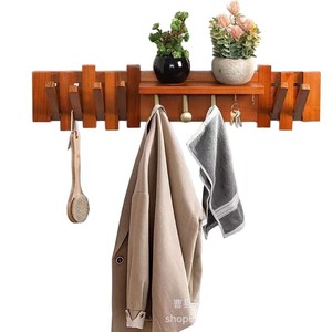 Wooden wall-mounted entryway <b>key</b> rack, multi-purpose door hook, coat rack, no-drill umbrella and bag <b>hanger</b>. - Product Image 5