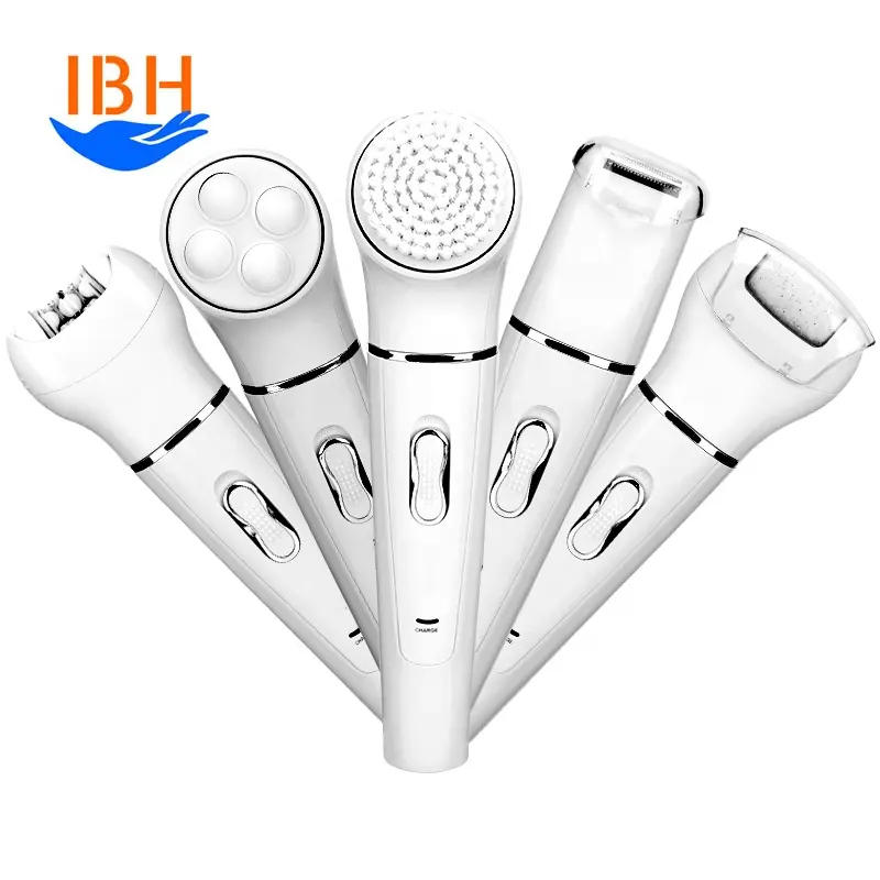 5 In 1 Multifunctionele Schoonheid Huidverzorging Eelt Remover Dame Scheerapparaat Gezichtsreiniging Borstel Benen Armen Bikini Haar Remover Epilator