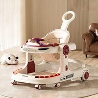 Marche-bébé pliable avec roues et siège, design anti-jambes arquées, hauteur réglable, marche-bébé musical avec plateau, roues silencieuses