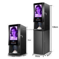 Distributore Automatico di Caffè da Banco Multimediale con 3 Bevande Calde e 3 Fredde, Macchina per Caffè Istantaneo a Doppia Temperatura con Pulsanti Touch
