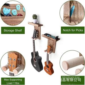 Soporte de pared para guitarra de madera maciza, ganchos de madera para guitarra, para guitarras acústicas y eléctricas, bajos, y ukeleles. - Product Image 2