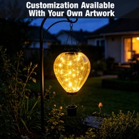 Lanterne solaire suspendue en forme de montgolfière, en fer et plastique, décorative pour jardin, extérieur, LED ambre, lampe de nuit pour patio et cour