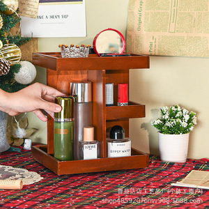 Wooden Cosmetic Storage Rack 3 Tier Rotating <b>Desktop</b> Organizer For Makeup Perfume Lipstick Bathroom Toiletries <b>Shelf</b> - Product Image 3