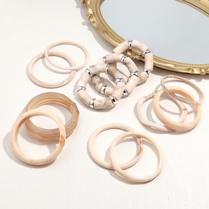 Nuovi Bracciali Irregolari alla Moda con Perline Geometriche, Gioielli Impilabili per le Feste, Accessori in Acrilico Colorato per Donne - Product Image 2