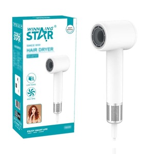 Secador de pelo Winning Star de 1600W con motor DC de alta velocidad, color blanco, con concentrador y difusor para uso doméstico y en salones de belleza. - Product Image 1