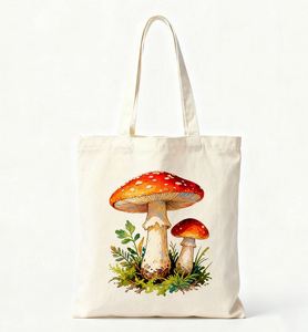 Bolsa de Compras Reutilizable Ecológica de Lona de Algodón Calico con Logotipo Personalizado, Patrón de Letras Impresas y Cierre de Cremallera, Bolsa de Compras Resistente - Product Image 1
