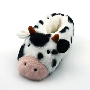 Femme Femmes Femmes Dames Filles Fluffy Fuzzy Plush Cow Custom 3D Animals Stuffed Toy Slippers Non-skid Home Boots Booties - Product Image 1