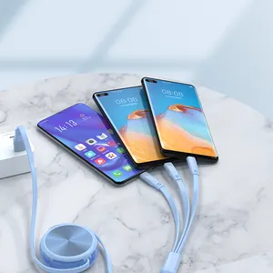 OEM Nhà Máy 2 trong 1 Android USB sạc cáp sạc nhanh USB Loại C có thể thu vào sạc 3 trong 1 cáp USB Reel