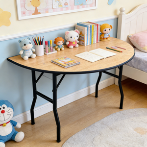 <span class=keywords><strong>Mesa</strong></span> Plegable de Madera Contrachapada en Forma de <span class=keywords><strong>Media</strong></span> <span class=keywords><strong>Luna</strong></span>, Estilo Rústico, para Sala de Estar, Interior, Exterior, Hotel, Restaurante, Comedor, Fiestas, Eventos, con Marco de Acero - Product Image 5