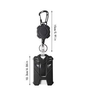 Wholesale Black Tactical <b>ID</b> <b>Holder</b> with Retractable Carabiner, Double-Sided Slot Card <b>Holder</b>, and Detachable Lanyard Set - Product Image 4